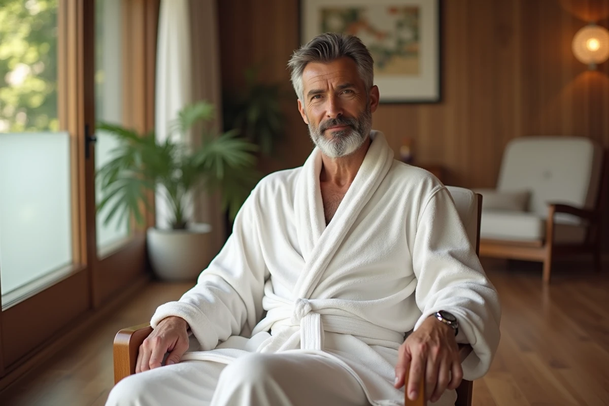 Homme relaxe dans un salon de massage élégant